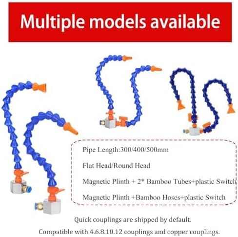 Magnetic Base Flexible Coolant Hose - 12"-20" Single/Double Nozzle for CNC Lathe Spark Machine Industrial Cooling Air Blow Pipe 19.5"(50cm) Flat-beak Single Nozzle + Copper Valve in Kuwait