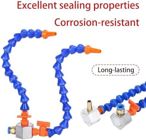 Magnetic Base Flexible Coolant Hose - 12"-20" Single/Double Nozzle for CNC Lathe Spark Machine Industrial Cooling Air Blow Pipe 19.5"(50cm) Flat-beak Single Nozzle + Copper Valve in Kuwait