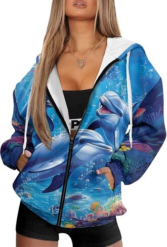 WELLFLYHOM Zip Up Hoodies for Women Oversize Y2K Sweatshirt Zipper Cardigan Jacket Fall Outfits XS-4XL in Saudi Arabia