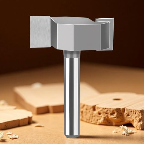 CNC Spoilboard Surfacing Router Bit, 2.4 in 3-Wing Planing Bit, 1/2 in Shank Tungsten Steel Woodworking Slotter, T-Shaped Slotting Cutter for Wood Milling, 6 in / 15.2 cm Overall Length in Kuwait