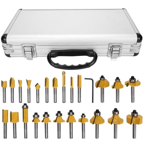 24Pcs Woodworking Cutter Corner Round Bit Rabbeting Bits Kit, Alloy Wood Cutting Engraving Tools with Hex Wrench, for Trimming Milling Machines and DIY Woodworking in Kuwait