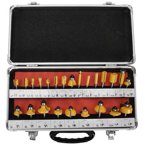 24Pcs Woodworking Cutter Corner Round Bit Rabbeting Bits Kit, Alloy Wood Cutting Engraving Tools with Hex Wrench, for Trimming Milling Machines and DIY Woodworking in Kuwait