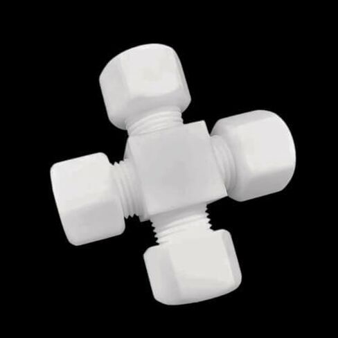 موصل متقاطع بأربعة اتجاهات من PTFE، تركيب أنبوب بقطر متساوٍ، قطعة واحدة بقطر 10 مم in Kuwait