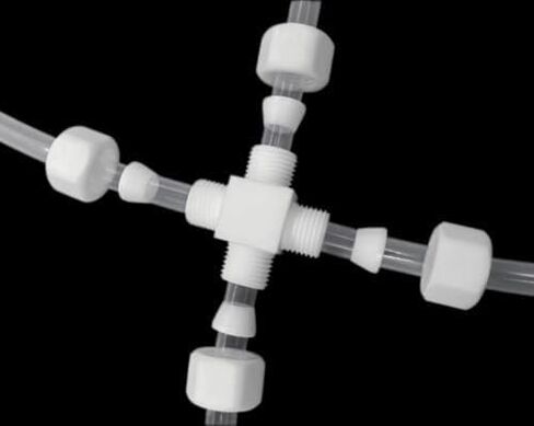 موصل متقاطع بأربعة اتجاهات من PTFE، تركيب أنبوب بقطر متساوٍ، قطعة واحدة بقطر 10 مم in Kuwait