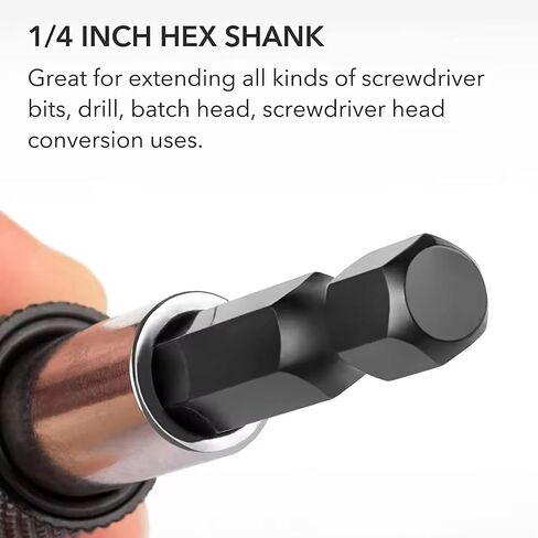 3 Pieces Magnetic Bit Holder Extension Kit, Quick Change Universal Impact Drill Adapter for Home DIY Projects ﻿ (Black) in Kuwait