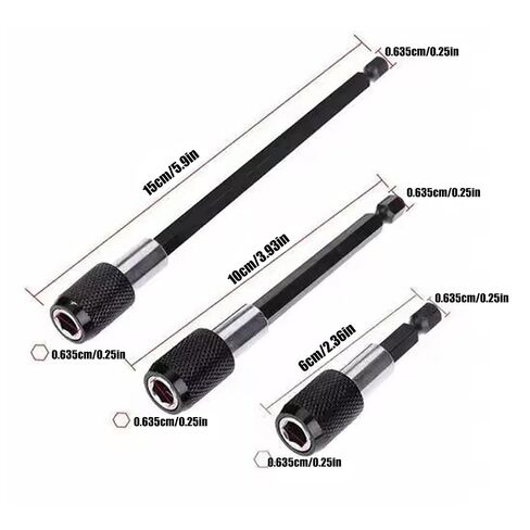 3 Pieces Magnetic Bit Holder Extension Kit, Quick Change Universal Impact Drill Adapter for Home DIY Projects ﻿ (Black) in Kuwait