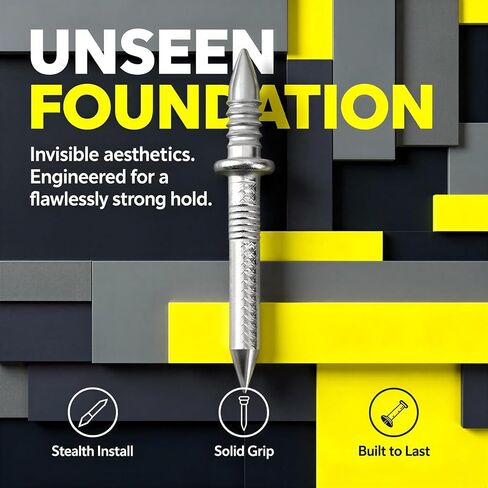 200 Pcs Skirting Board Nails, Double-Headed Thread Seamless Fasteners, 1.1 in Invisible Baseboard Wall Pins, Cold-Rolled Steel Dual-Head Expansion Screw Pins with 2 Installation Sleeves in Kuwait