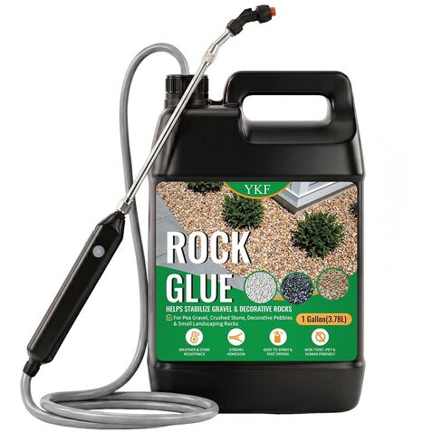 YKF Gravel Glue Kit with Electric Sprayer, 1 Gallon Rock Glue & Gravel Binder for Pea Gravel, Crushed Stone, Decorative Pebbles, Landscape Garden Borders, Patio Edges, Blue Tint Tracker in Kuwait