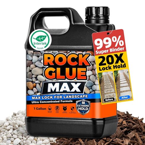 JDicton Rock Glue for Landscaping 2 Gallon - Concentrated Mulch Binder for Landscaping for Pea Gravel, Pebble & Stone, Landscape Glue for Patio & Driveway, 100% Permeable, Pet Safe, Last 2 Years in Kuwait