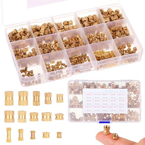 420 PCS Threaded Inserts, M2 M3 M4 M5 Metric Brass Thread Insert Assortment Kit, Heat Set Slotted Nuts for Electronics, Machinery, 3D Printing Projects in Kuwait