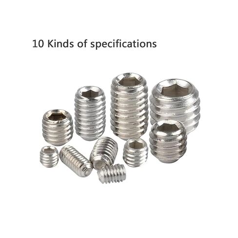 200 Piece Stainless Steel Hex Socket Screw Set, 10 Sizes M3 to M8 Cup Point Locator Set Screws in Kuwait