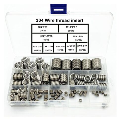 80pcs 304 Stainless Steel Screw Sleeve Assortment Kit, Thread M3 to M16 2D Hardware Repair Tool Parts in Kuwait