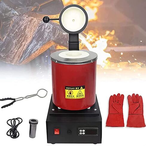 Digital Melting Furnace Machine for Refining Metals - Electric Melter with Tongs, Crucible, and Mesh Guard for Silver, Tin, and Aluminum (Size_Name 1kg) in Kuwait