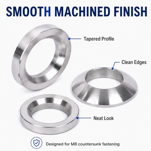 M8 Countersunk Washers, 304 Stainless Steel, 10 Pcs | M8 Size; 304 Stainless Steel; 10 Pcs; Countersunk Design; Smooth Finish; Hardware Use in Kuwait