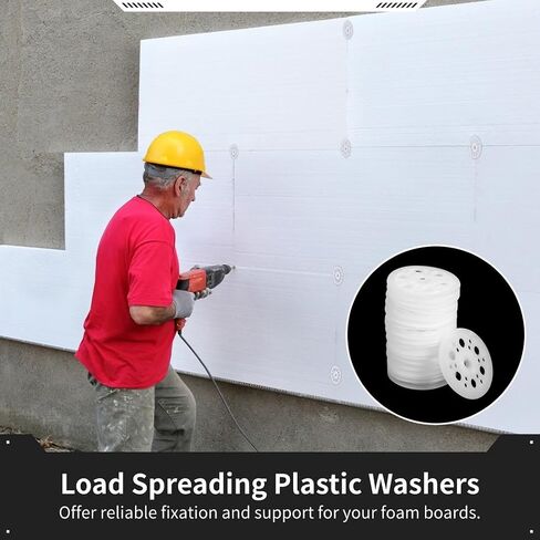 500 Pcs Plastic Washers, 1.81 Inch Load Spreading Polypropylene Washers for Rigid Foam Insulation Panels and Sheets, Flat Foam Board Washers for Screws Fastening in Kuwait