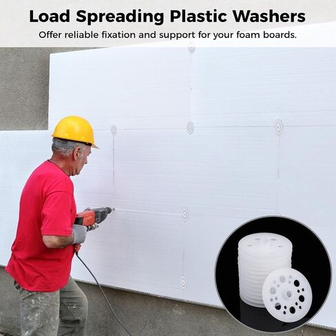 200 Pcs Plastic Washers, 1.81" Polypropylene Flat Foam Board Washers for Screws Fastening, Load Spreading for Rigid Foam Insulation Panels in Kuwait