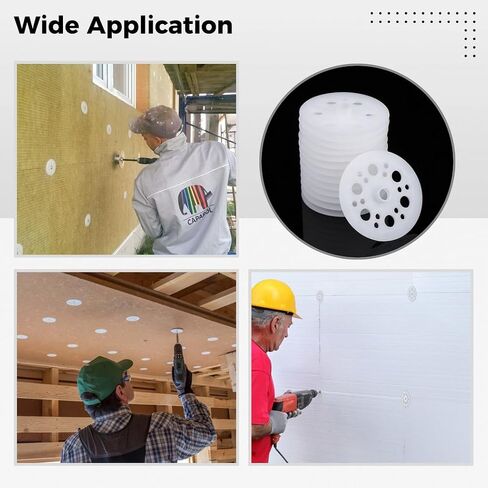 200 Pcs Plastic Washers, 1.81" Polypropylene Flat Foam Board Washers for Screws Fastening, Load Spreading for Rigid Foam Insulation Panels in Kuwait