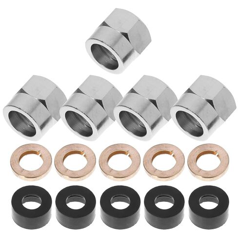 Wakauto 5pcs Stainless Steel Gas Coupling Nut with Washer and Spring Flare Tube Fitting for Gas Pipe Connection Corrosion-Resistant Flared Tube Fittings for Propane and Fuel Systems in Kuwait