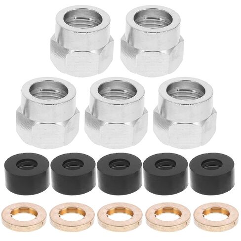 Toddmomy Gas Tube Flare Nut G1/2 with Copper Spring and Washer 5pcs Stainless Steel Reliable Gas Flare Fitting for Industrial Use in Kuwait