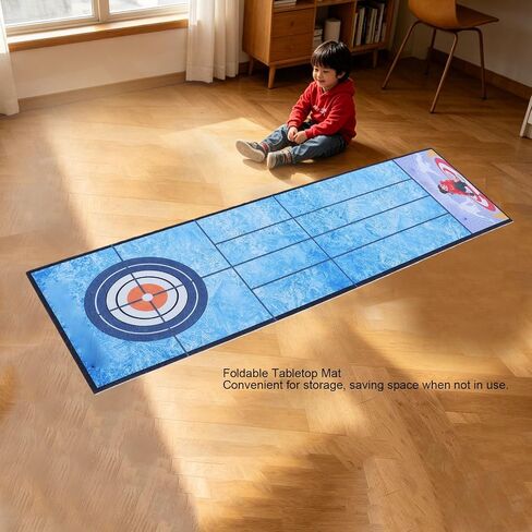 Bewinner Portable Tabletop Curling Set | Wrinkle Free Foldable Mat for Travel, Parties & Family Game Night, No Tools Needed, Velvet Plastic Construction, 39.37 X 11.42in in Kuwait