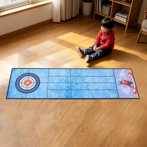 Bewinner Portable Tabletop Curling Set | Wrinkle Free Foldable Mat for Travel, Parties & Family Game Night, No Tools Needed, Velvet Plastic Construction, 39.37 X 11.42in in Kuwait
