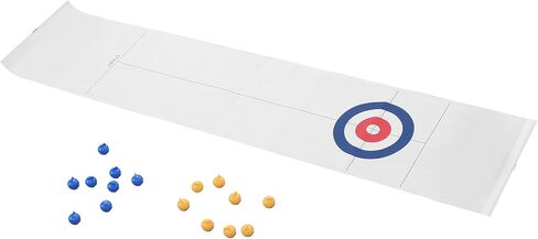 Tabletop Curling Game, Portable Foldable Design Curling Game Set, Indoor with 16 Balls and Non Wrinkle Mat for Home Outdoor Family Fun in Kuwait
