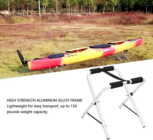 Heavy Duty Canoe Rack, Aluminium Alloy Portable Folding Stand for Kayaks and Paddleboards, 150lbs Load Capacity, Ideal for Garages, Yards, Docks in Kuwait