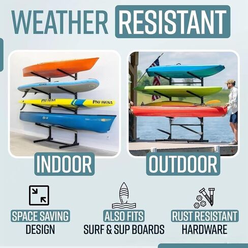 Freestanding Canoe Storage Rack, Heavy-Duty 3-Tier Adjustable Stand for Garage, Dock, and Outdoor Use in Kuwait