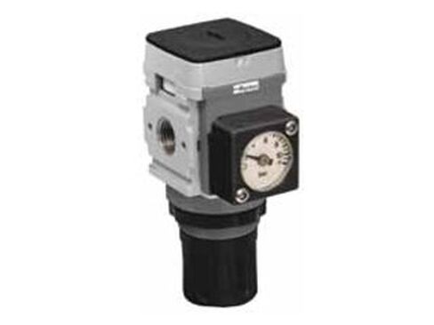 Parker Hannifin P31RB92BN5P Series P31 منظم صغير معياري عالمي، تخفيف التخفيف، مقبض غير مرتفع، 125 رطل لكل بوصة مربعة مع مقياس مربع، تركيب صامولة على لوحة بلاستيكية، حجم منفذ ملولب 1/4 بوصة NPT in Kuwait