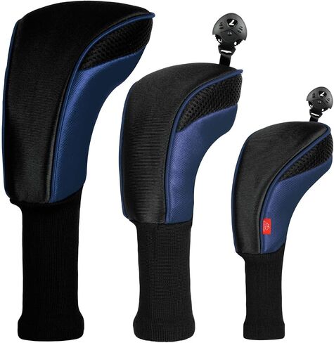 Golf Club Head Cover for Driver Fairway Hybrid 3 Pcs Woods Headcovers, Golf Accessories Head Covers Set with Interchangeable No. Tags 3 4 5 7 X Golf Accessories for Men Women in Kuwait