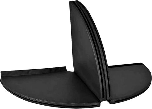 Folding Pole Dance Crash Mat, Round Safety Pad with EPE Foam, PU Leather, Portable with Handles, Black, for Beginners 3cm in Kuwait