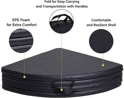 Folding Pole Dance Crash Mat, Round Safety Pad with EPE Foam, PU Leather, Portable with Handles, Black, for Beginners 3cm in Kuwait