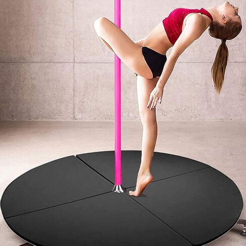 Folding Pole Dance Crash Mat, Round Safety Pad with EPE Foam, PU Leather, Portable with Handles, Black, for Beginners 3cm in Kuwait