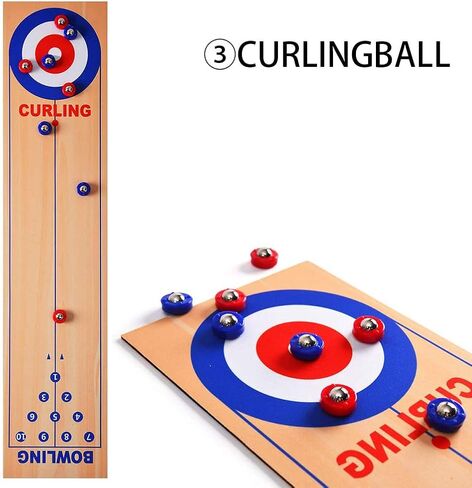 3 in 1 Bowling Shuffleboard SetTable Curling Game with Smooth 91x20cm Carpet Mat for Family Home Party Adult Kid Gift in Kuwait