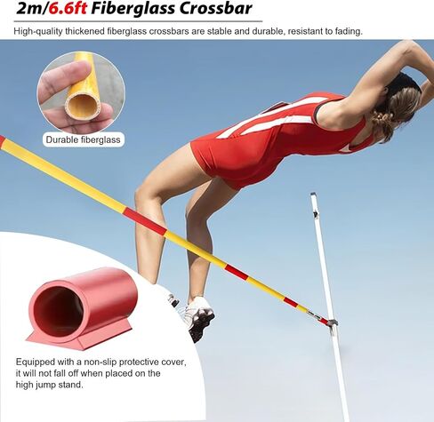 Portable High Jump Stand with 6.6ft Crossbar, Track and Field Competition Jumping Training Equipment, Height Adjustable High Jump Tester for School in Kuwait