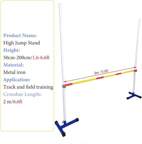 Portable High Jump Stand with 6.6ft Crossbar, Track and Field Competition Jumping Training Equipment, Height Adjustable High Jump Tester for School in Kuwait