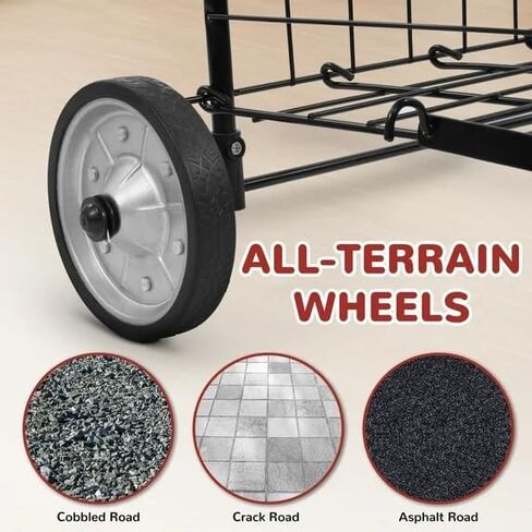 Foldable Shopping Cart，Lightweight Utility Trolley，with Wheels， Easy to Assemble and Store, for Groceries, Laundry & Travel，Black in Kuwait