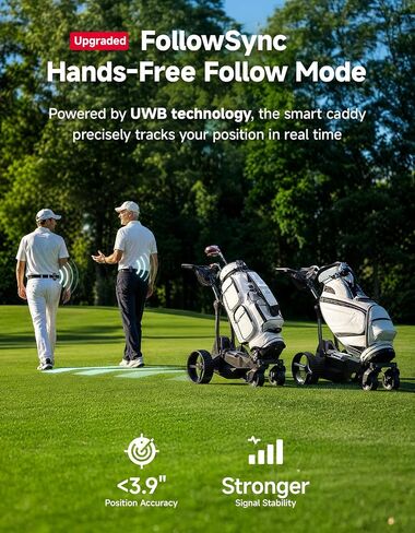 KEMIMOTO ApexAI Electric Golf Caddy that Follows You, 492 FT Remote Control, Power Assist Mode, Dual 240W Motor, 36-Hole Battery, IPX5, Compact Folding w/USB-C, Drink & Umbrella Holder in Kuwait