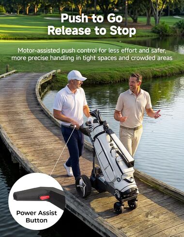 KEMIMOTO ApexAI Electric Golf Caddy that Follows You, 492 FT Remote Control, Power Assist Mode, Dual 240W Motor, 36-Hole Battery, IPX5, Compact Folding w/USB-C, Drink & Umbrella Holder in Kuwait