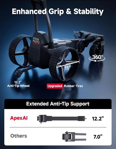 KEMIMOTO ApexAI Electric Golf Caddy that Follows You, 492 FT Remote Control, Power Assist Mode, Dual 240W Motor, 36-Hole Battery, IPX5, Compact Folding w/USB-C, Drink & Umbrella Holder in Kuwait
