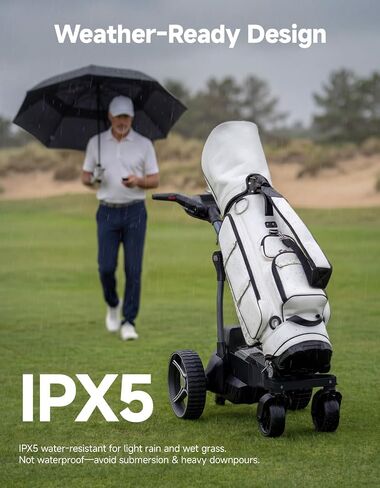 KEMIMOTO ApexAI Electric Golf Caddy that Follows You, 492 FT Remote Control, Power Assist Mode, Dual 240W Motor, 36-Hole Battery, IPX5, Compact Folding w/USB-C, Drink & Umbrella Holder in Kuwait
