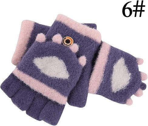 Kids Fingerless Gloves Fashion Thick Knitted Half Finger Mittens Flip Top Gloves in Kuwait