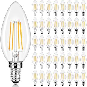 E12 LED Candelabra Bulbs 40 Watt Equivalent, 4W Vintage Candle Light Bulbs Dimmable, 470Lm Warm White 2700K B10 Edison Bulb, Filament Clear Glass Lamp Bulb for Chandelier Ceiling Fan (5 Packs) in Saudi Arabia