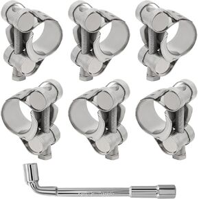 6Pcs T-Bolt Hose Clamps, 304 Stainless Steel Heavy Duty Adjustable Pipe Clamps, 23-25mm Working Range for 0.9"-1" Hose OD, Automotive & Industrial Use with Wrench in Saudi Arabia