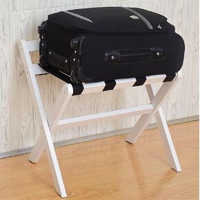 Rack,Folding Luggage Rack Wood Luggage Racks Stands for Hotel Bedroom Guest Room Bedroom Hotel(White) in Kuwait