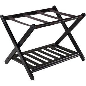 Rack,Foldable Bamboo Suitcase Stand with Storage Shelf Luggage Stand for Hotel Bedroom Guest Room Bedroom Hotel in Kuwait