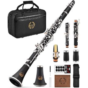 Leo Jaymz Bb Clarinet، كلارينيت ممتاز للطلاب والمتوسطين مع هيكل ABS متين، ومفاتيح مطلية بالنيكل، مجموعة كاملة مع حقيبة وملحقات، مثالية للمبتدئين وعروض الفرقة in Kuwait