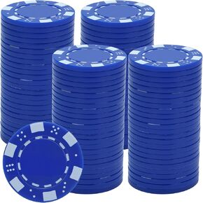 Coopay 100 Pcs Plastic Poker Chips for Texas Hold'em, Blackjack, Poker Chips Set with Dice Striped Edges for Card Board Game, Card Club Late Game Night Home Themed Events Party Supplies in Kuwait