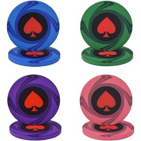 100 Pcs Poker Chips, Four Different Gambling Poker Chips Set, Peach Heart Texas Poker Blackjack Ceramic Laser Chips Club Chips in Kuwait