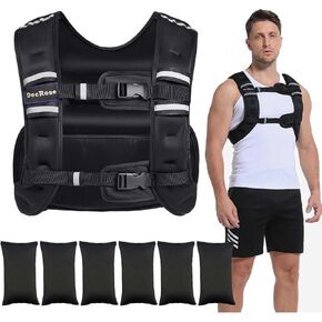 Adjustable Weighted Vest for Women and Men, DecRose 6-10lb/12-18lb Rucking Vest with 6 Ironsand Weights, Body Weight Vest for Home Workouts, Running, Walking and Strength Training in Kuwait